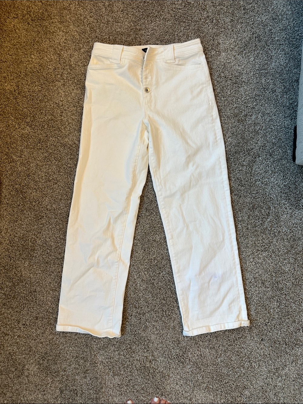 Sanctuary White Straight Pants with Button Detail